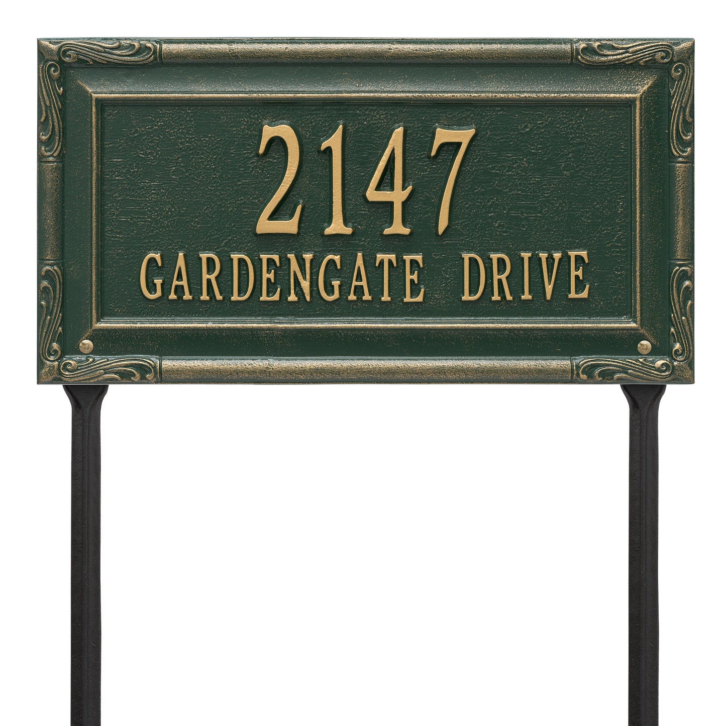 Whitehall Products Personalized Gardengate Grande Lawn Plaque Two Line Oil Rubbed Bronze