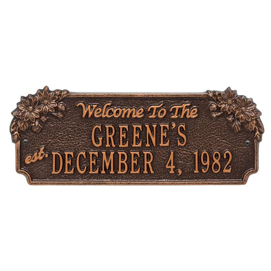 Whitehall Products Daisy Welcome Anniversary Personalized Plaque - Two Lines - Rational Plaques