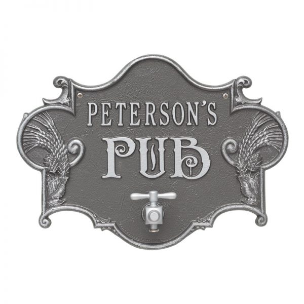 Whitehall Products Hops Barley Pub Plaque Pewter/silver