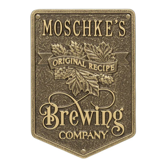 Whitehall Products Original Recipe Brewing Company Beer Standard Wall Plaque One Line Antique Brass