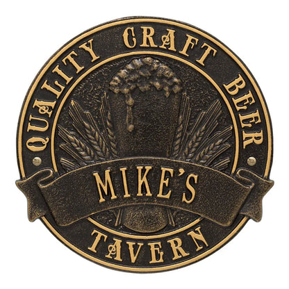 Whitehall Products Quality Craft Beer Tavern Round Standard Wall Plaque One Line Oil Rubbed Bronze