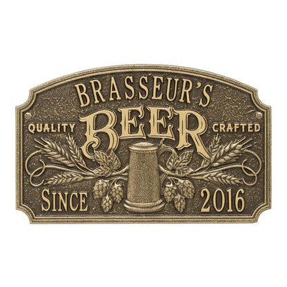 Whitehall Products Quality Crafted Beer Arch Plaque W Since Date Standard Wall Plaque Two Line Antique Brass