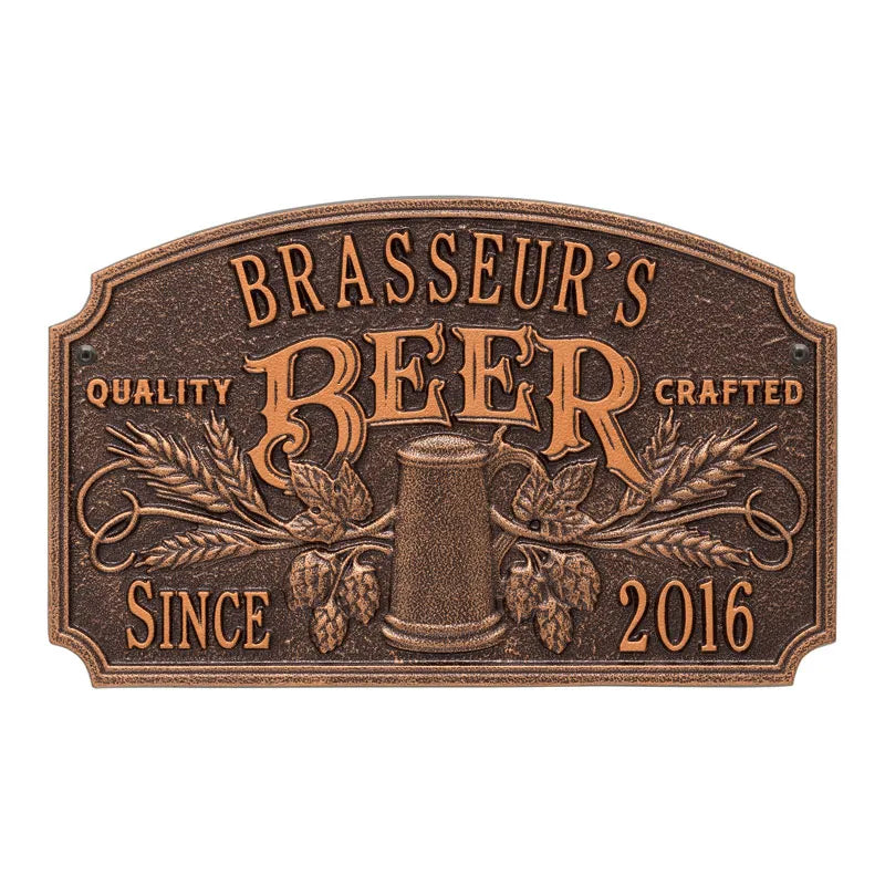 Whitehall Products Quality Crafted Beer Arch Plaque W Since Date Standard Wall Plaque Two Line Black/gold