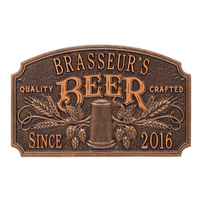 Whitehall Products Quality Crafted Beer Arch Plaque W Since Date Standard Wall Plaque Two Line Black/gold