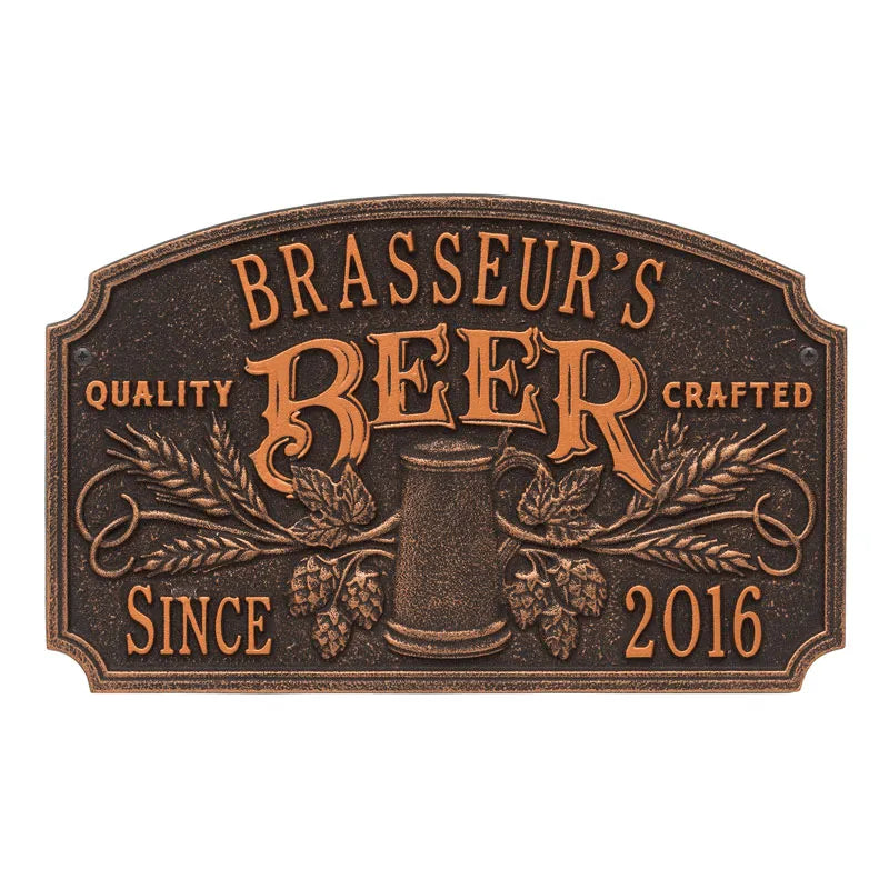 Whitehall Products Quality Crafted Beer Arch Plaque W Since Date Standard Wall Plaque Two Line Dark Bronze/gold