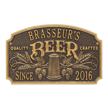 Whitehall Products Quality Crafted Beer Arch Plaque W Since Date Standard Wall Plaque Two Line Pewter/silver