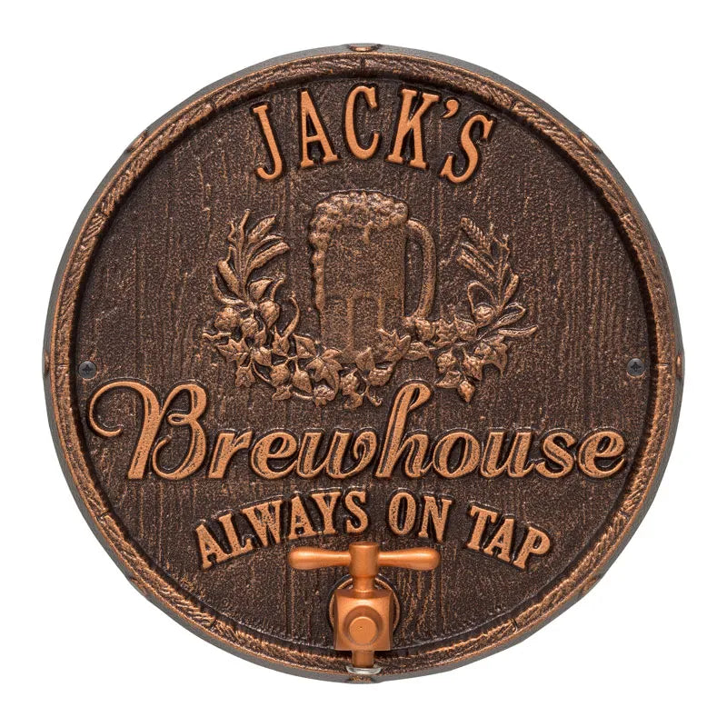 Whitehall Products Oak Barrel Beer Pub Plaque Black/gold