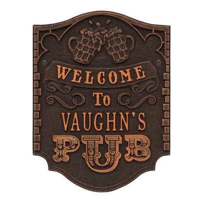 Whitehall Products Pub Welcome Standard Wall Plaque One Line Dark Bronze/gold