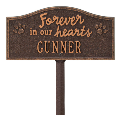 Whitehall Products Forever In Our Hearts Personalized Pet Memorial Yard Sign One Line Black/white