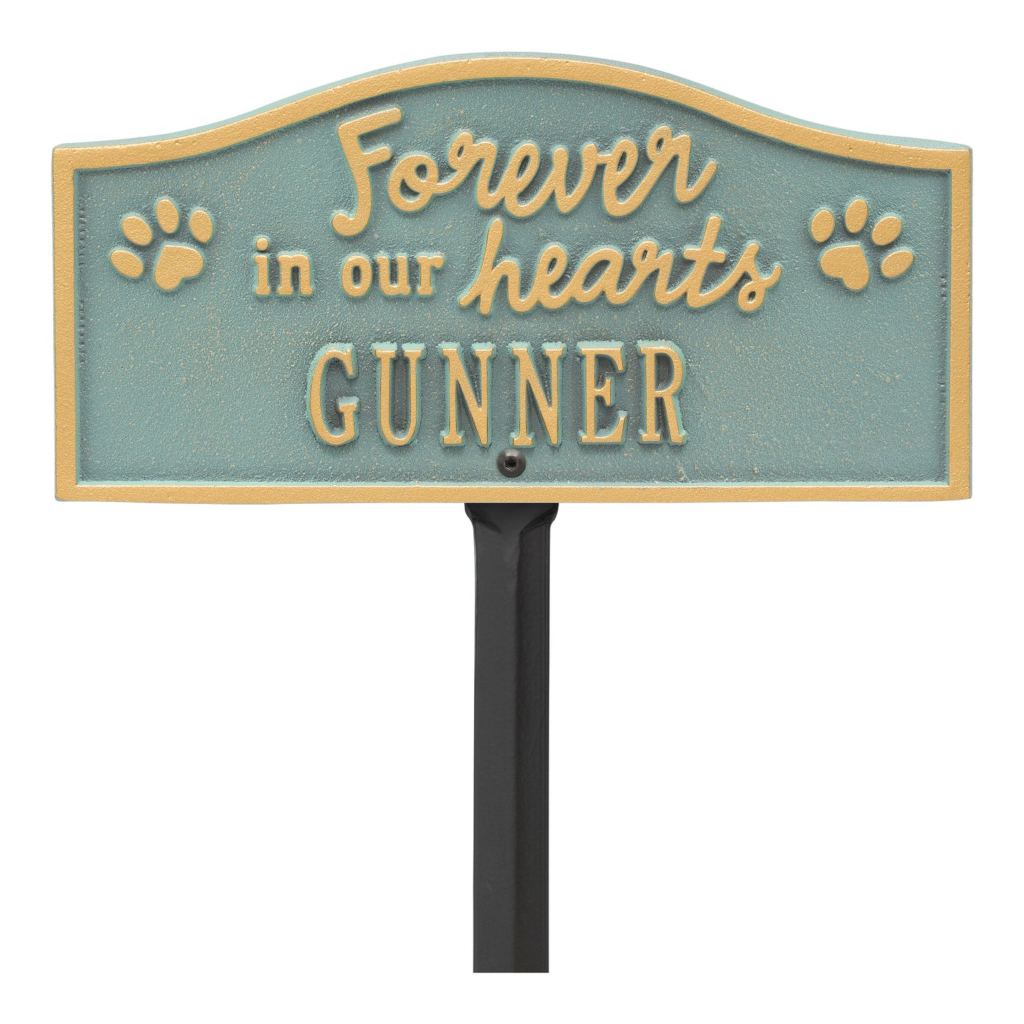 Whitehall Products Forever In Our Hearts Personalized Pet Memorial Yard Sign One Line Bronze/gold