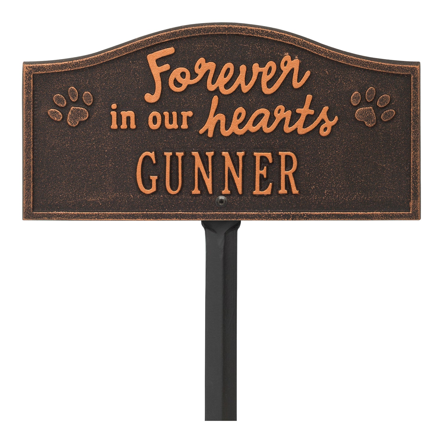 Whitehall Products Forever In Our Hearts Personalized Pet Memorial Yard Sign One Line Weathered Limestone/dark Bronze