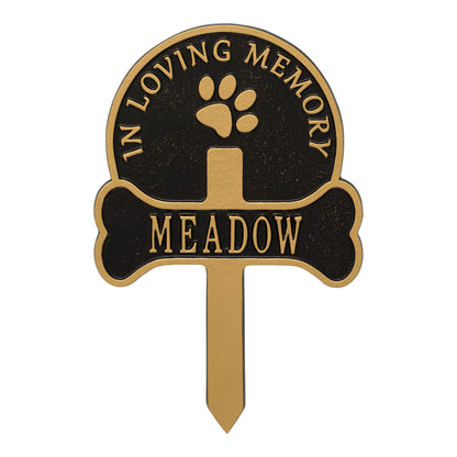 Whitehall Products Paw And Bone Personalized Pet Memorial Yard Sign One Line Oil Rubbed Bronze