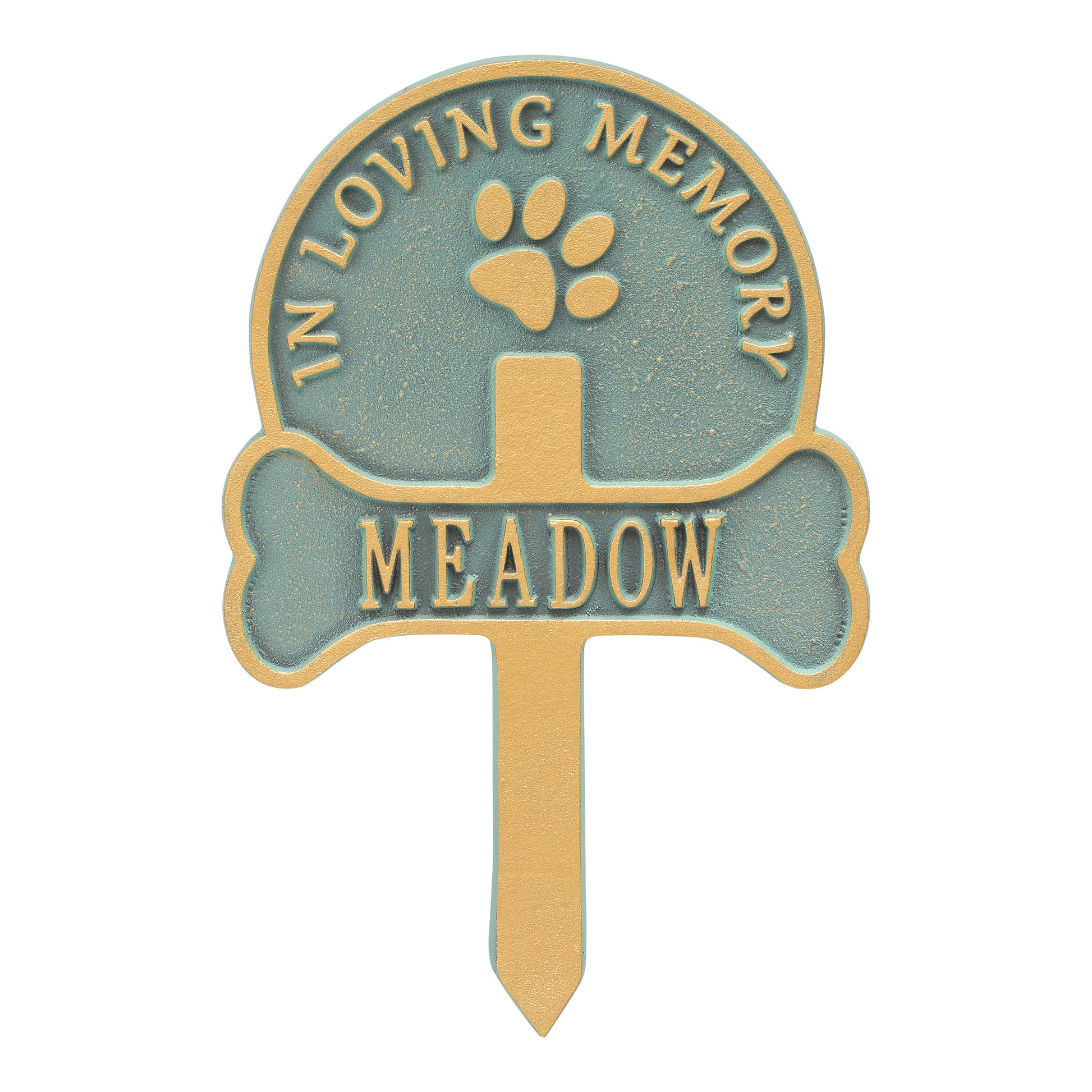 Whitehall Products Paw And Bone Personalized Pet Memorial Yard Sign One Line Bronze/gold