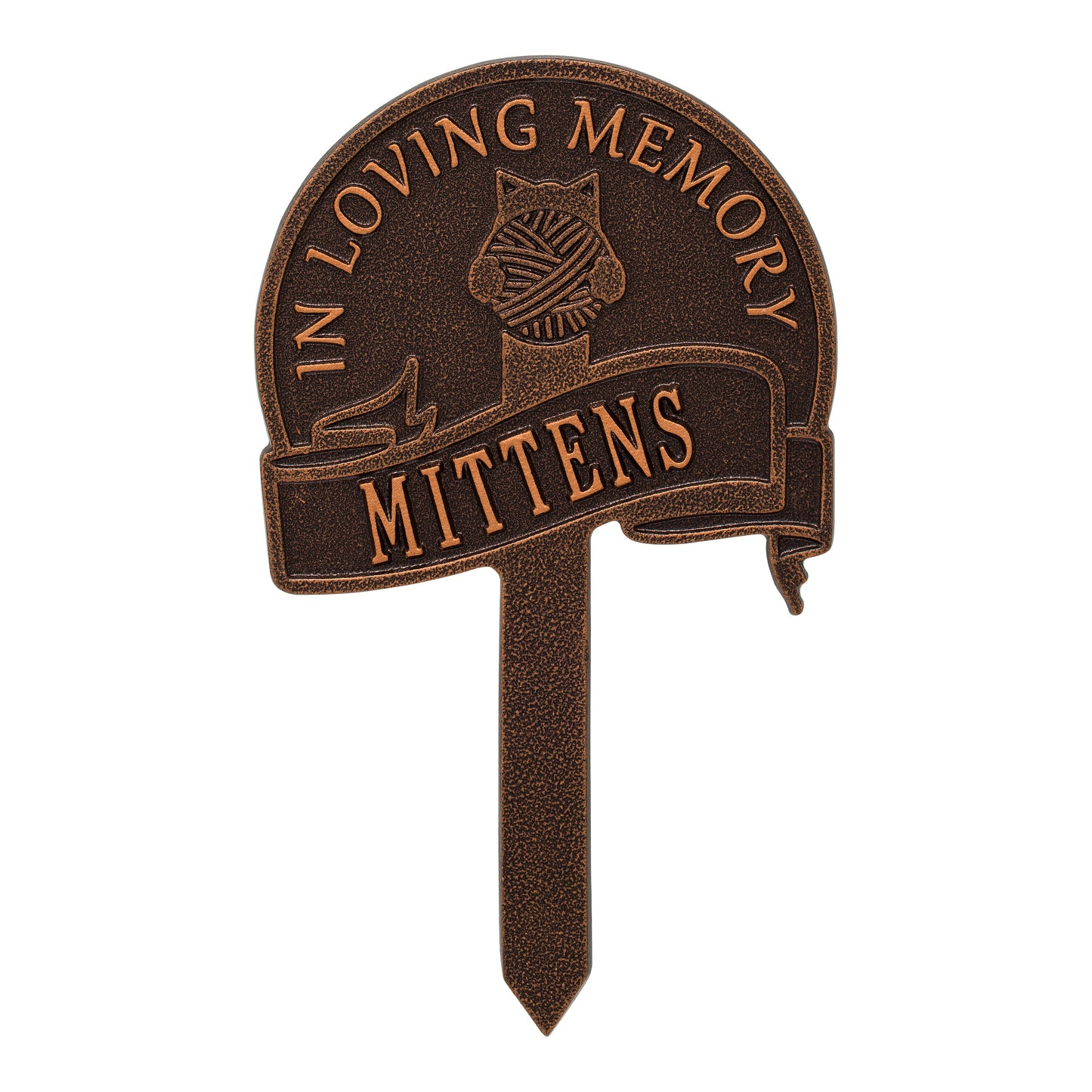Whitehall Products Cat With Yarn Personalized Memorial Yard Sign One Line Oil Rubbed Bronze