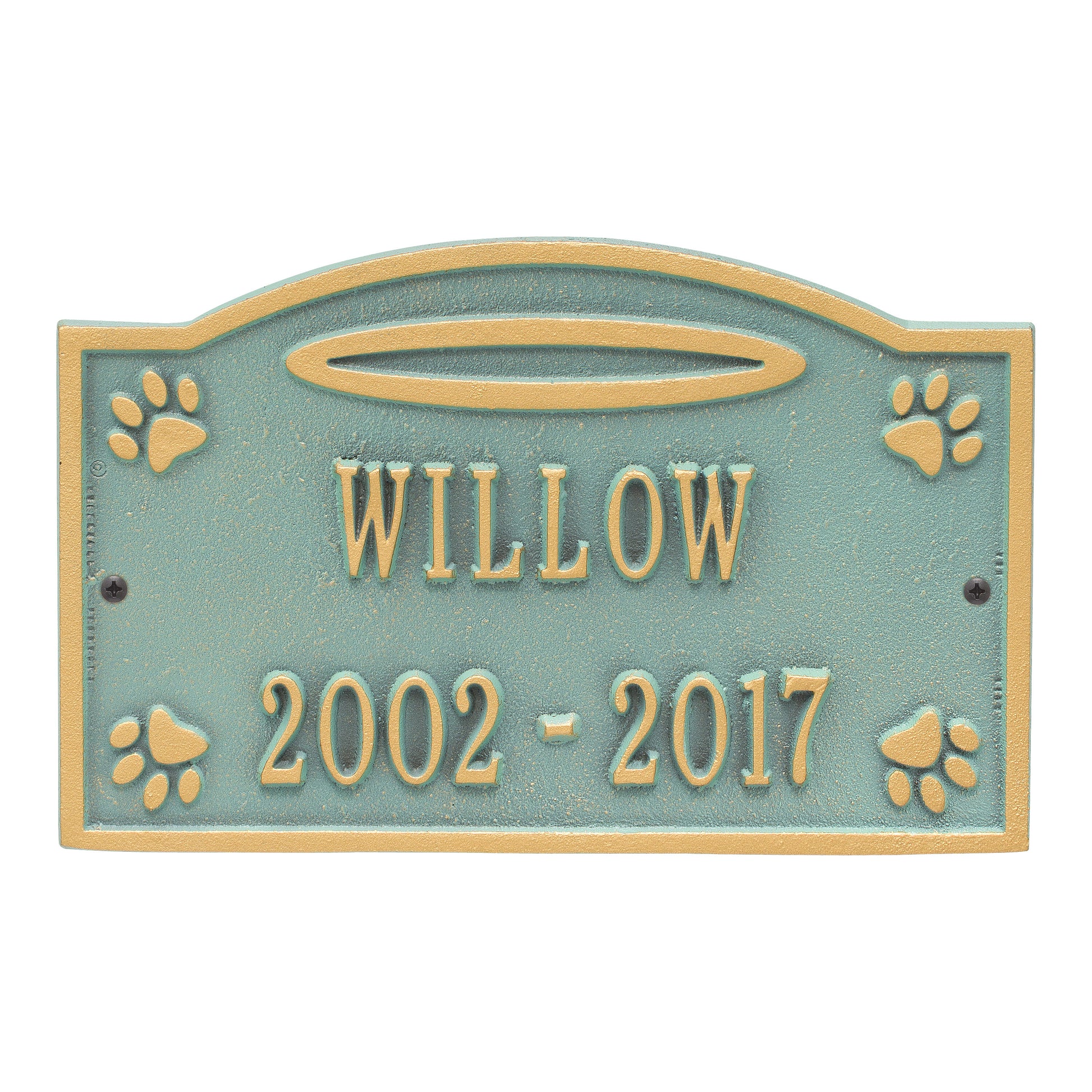 Whitehall Products Angel In Heaven Pet Memorial Personalized Wall Or Ground Plaque Two Lines White/gold