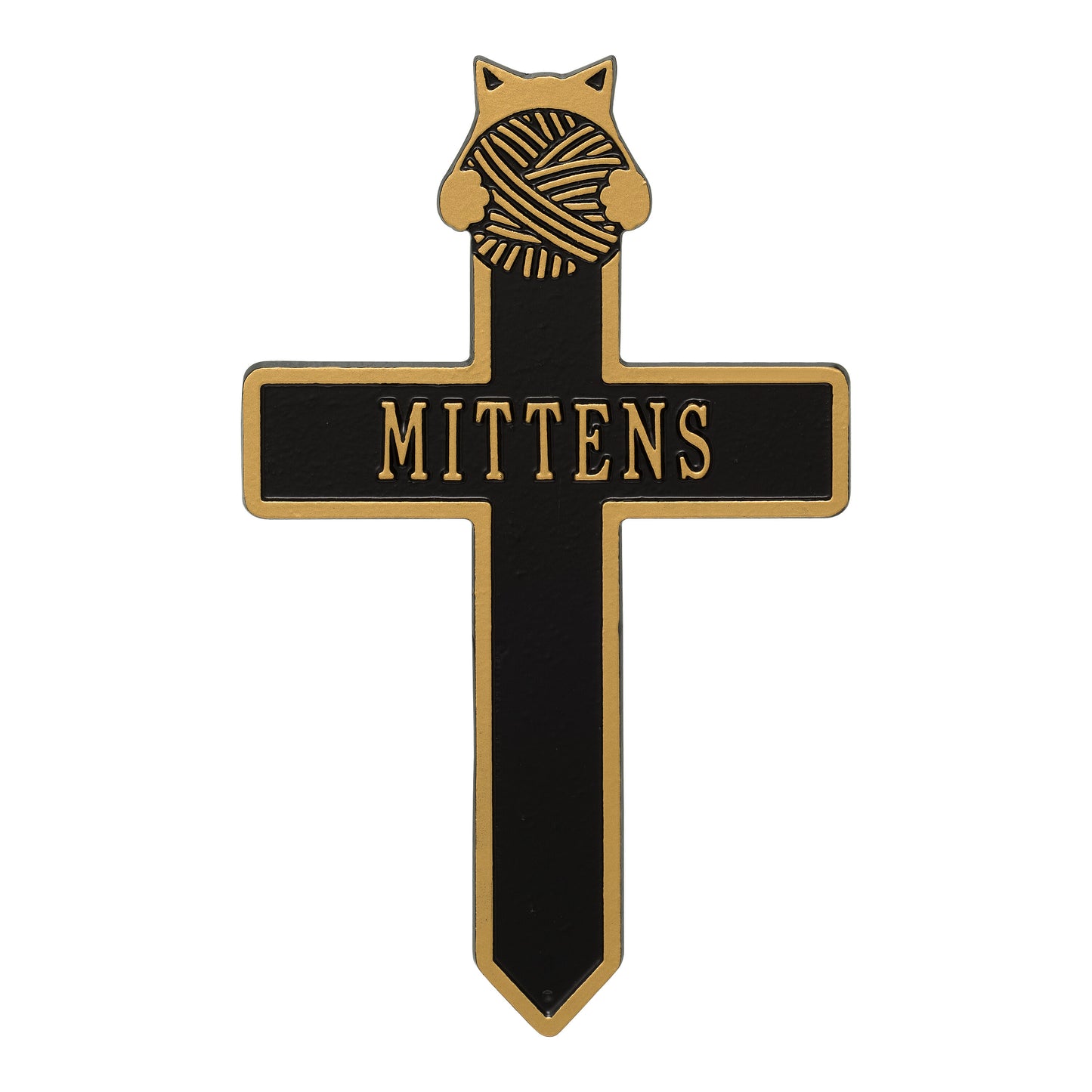 Whitehall Products Kitten With Yarn Personalized Memorial Cross One Line Oil Rubbed Bronze