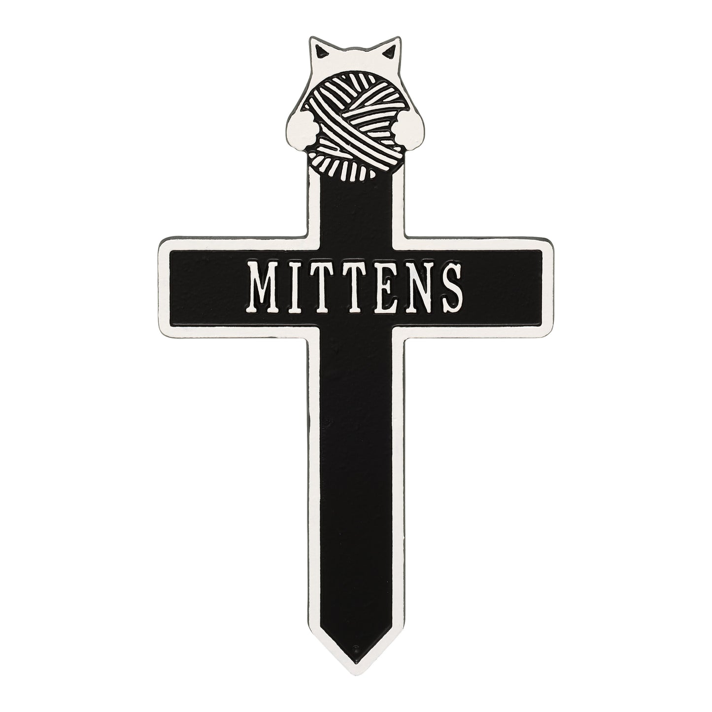 Whitehall Products Kitten With Yarn Personalized Memorial Cross One Line White/gold