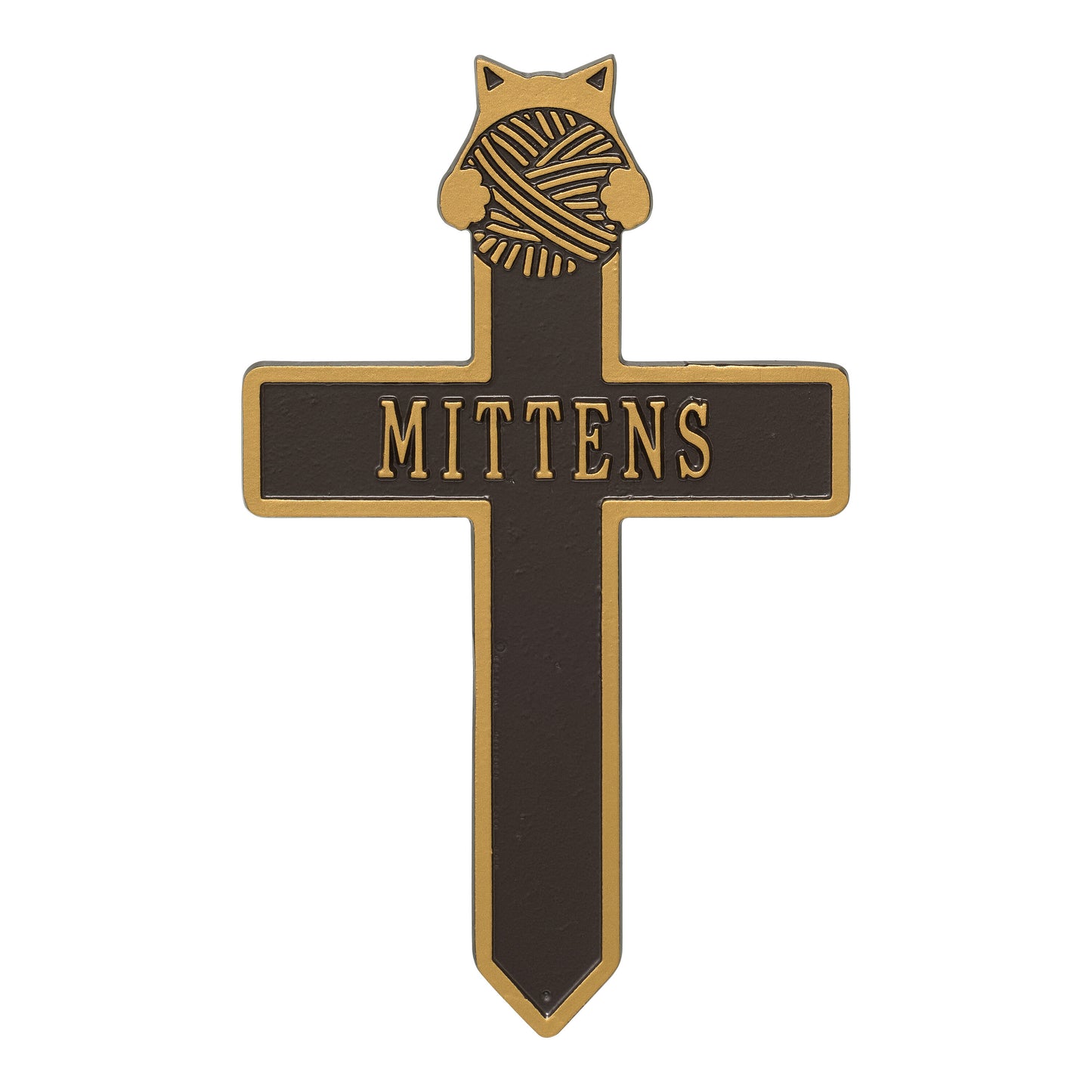 Whitehall Products Kitten With Yarn Personalized Memorial Cross One Line 