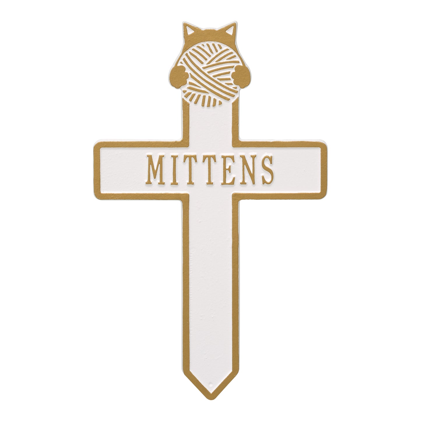 Whitehall Products Kitten With Yarn Personalized Memorial Cross One Line 