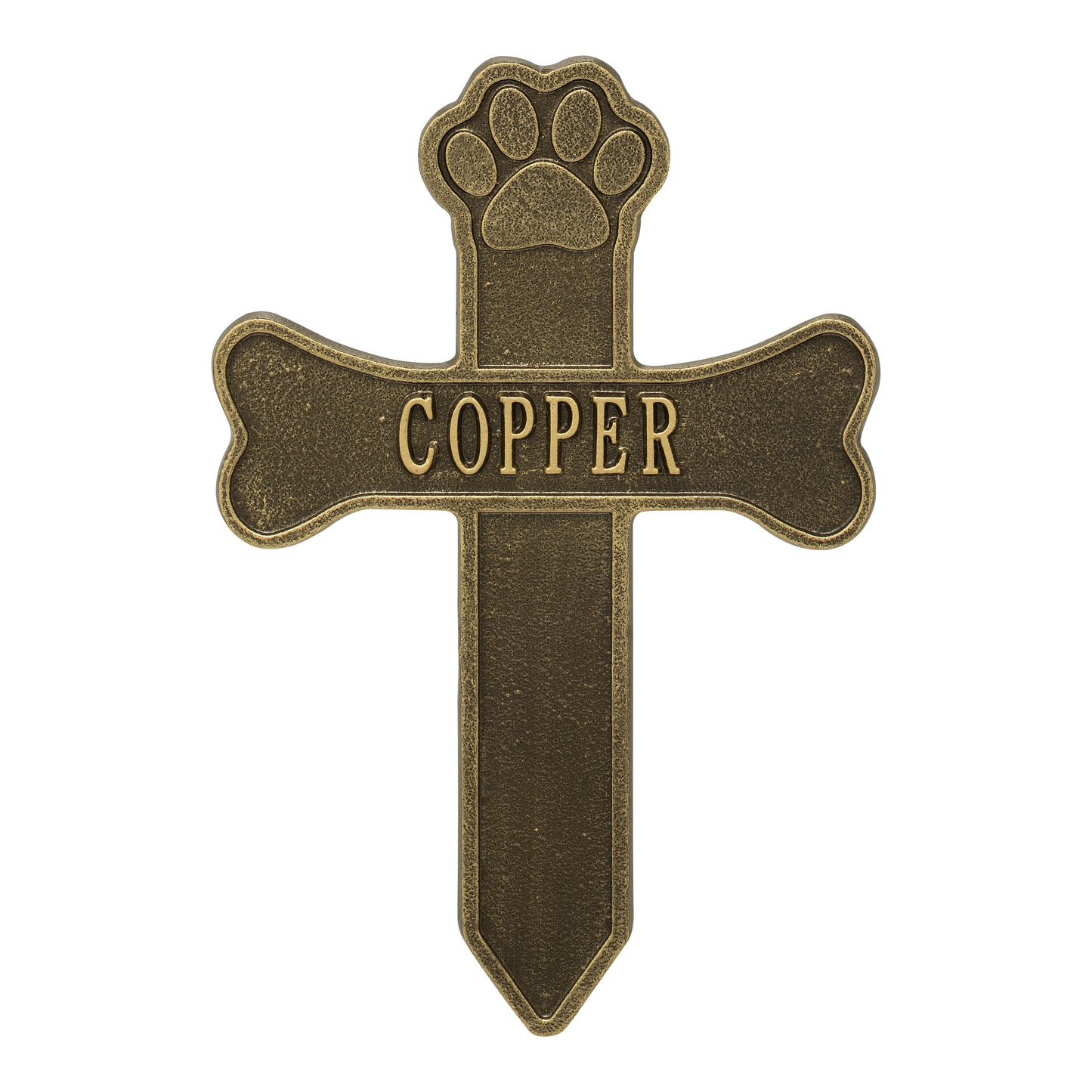 Whitehall Products Dog Paw And Bone Personalized Memorial Cross One Line Black/white