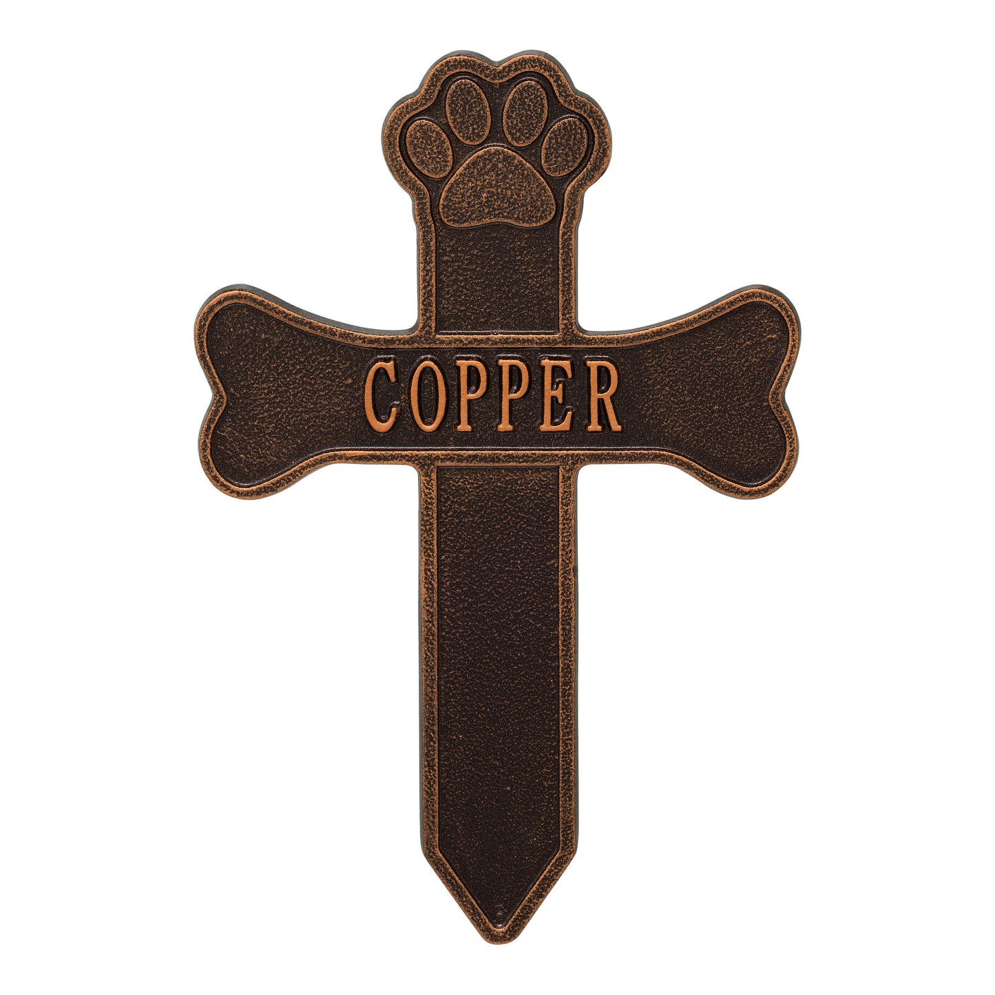 Whitehall Products Dog Paw And Bone Personalized Memorial Cross One Line Oil Rubbed Bronze