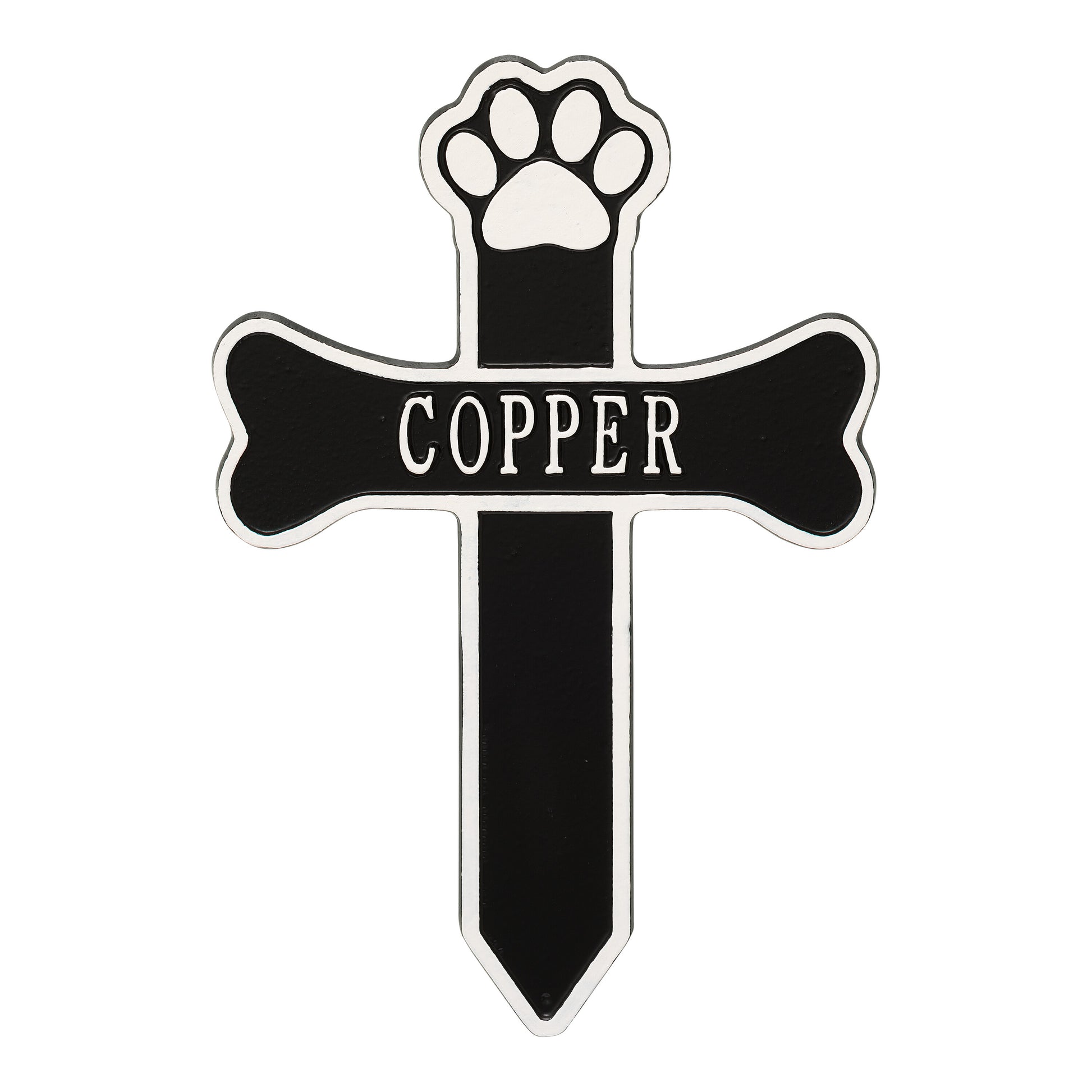 Whitehall Products Dog Paw And Bone Personalized Memorial Cross One Line 