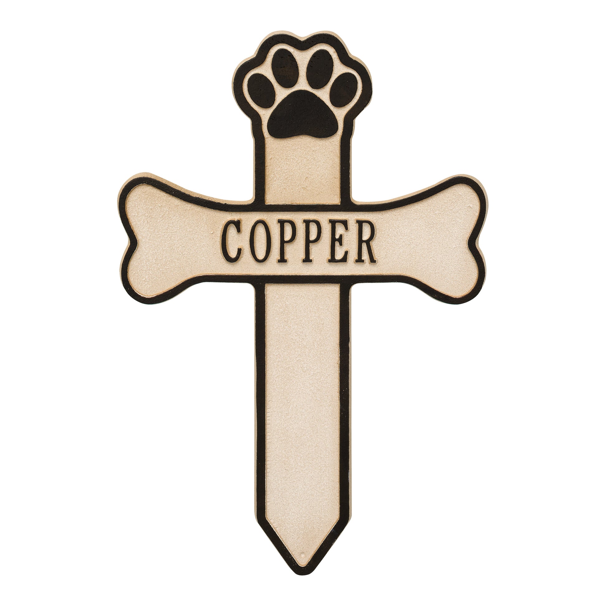 Whitehall Products Dog Paw And Bone Personalized Memorial Cross One Line 
