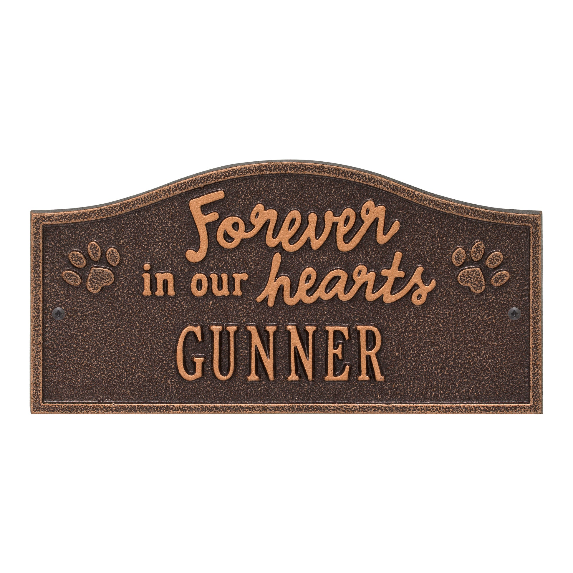 Whitehall Products Forever In Our Hearts Personalized Pet Wall Or Ground Memorial Plaque One Line Black/white