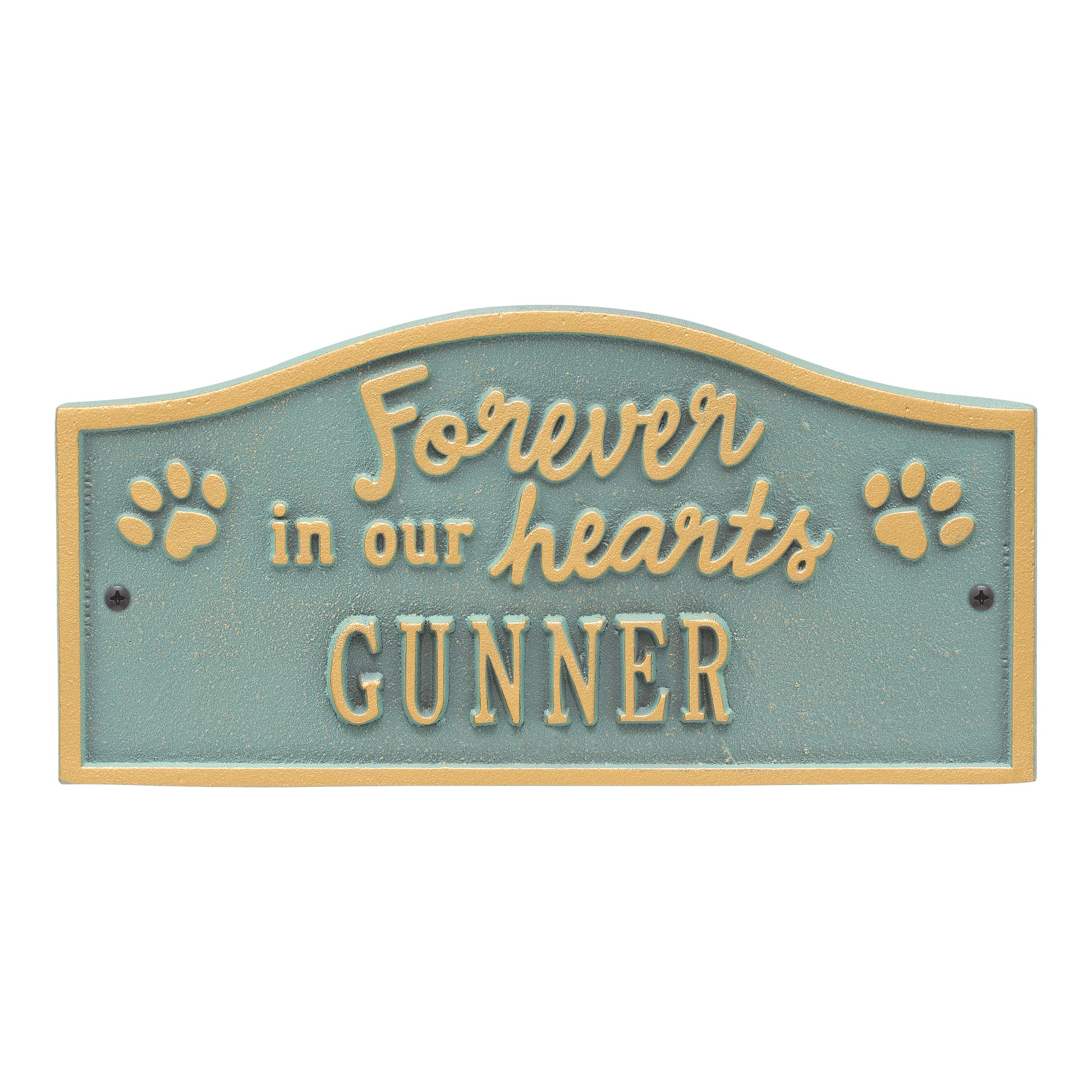 Whitehall Products Forever In Our Hearts Personalized Pet Wall Or Ground Memorial Plaque One Line Bronze/gold