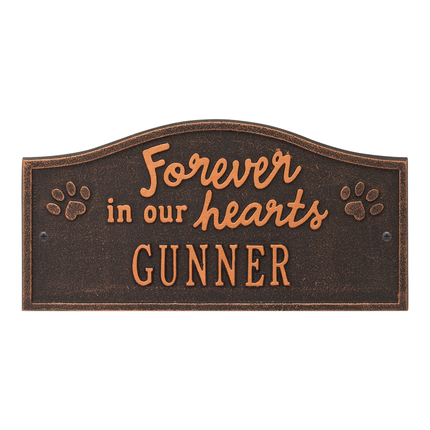 Whitehall Products Forever In Our Hearts Personalized Pet Wall Or Ground Memorial Plaque One Line Weathered Limestone/dark Bronze