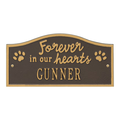 Whitehall Products Forever In Our Hearts Personalized Pet Wall Or Ground Memorial Plaque One Line 