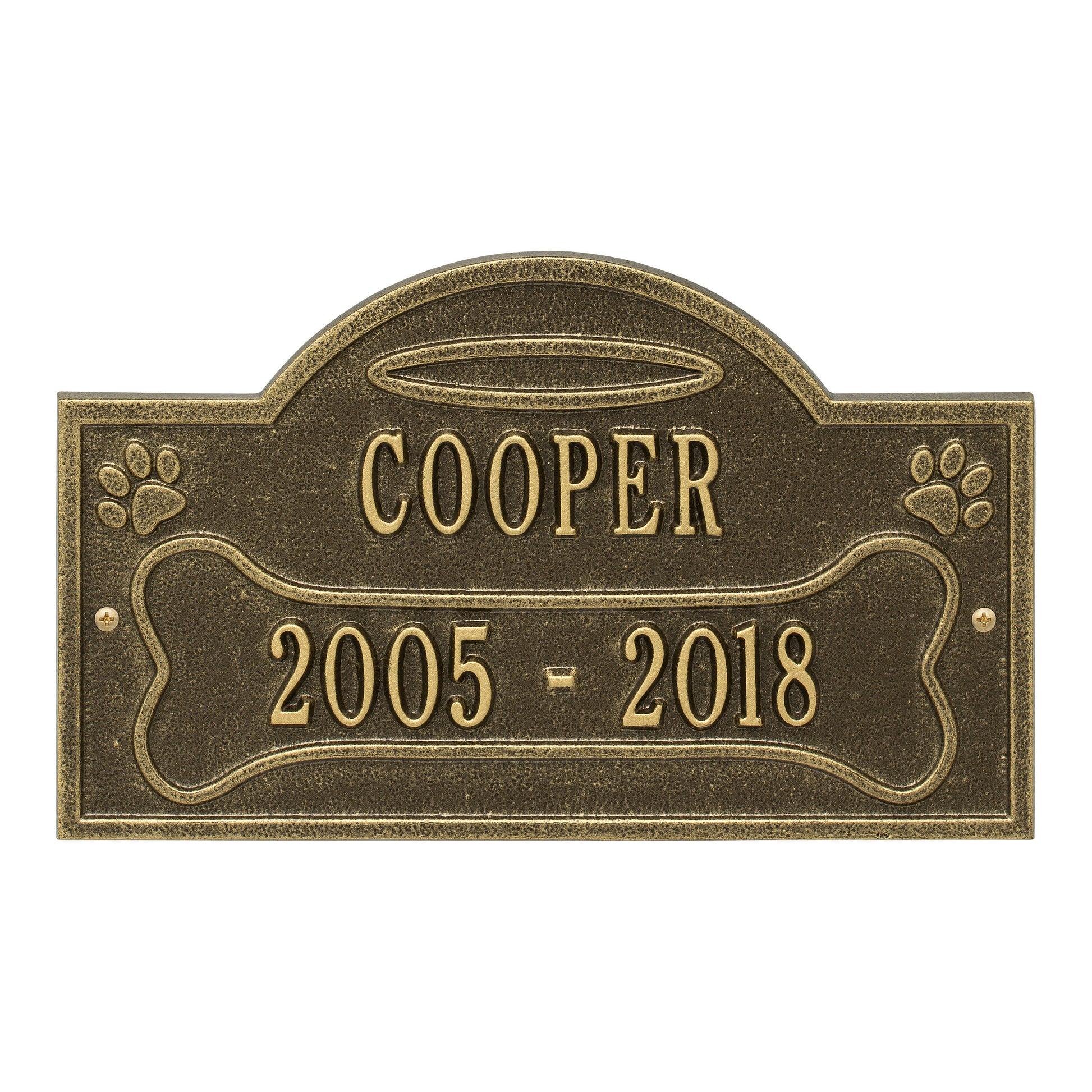 Whitehall Products All Dogs Go To Heaven Pet Memorial Personalized Wall Or Ground Plaque Two Lines Black/white