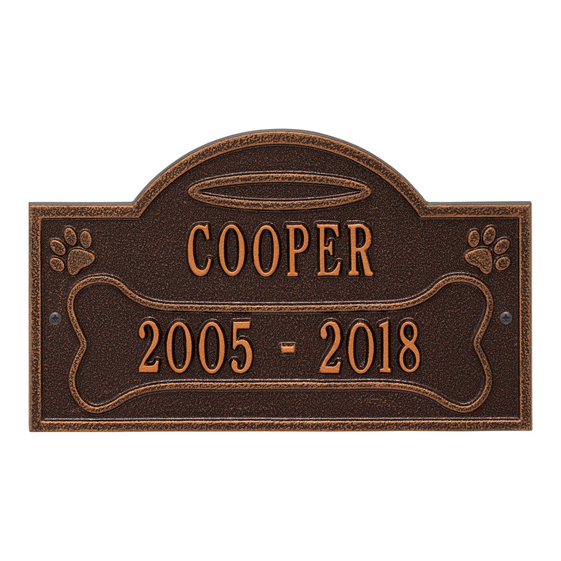 Whitehall Products All Dogs Go To Heaven Pet Memorial Personalized Wall Or Ground Plaque Two Lines Oil Rubbed Bronze