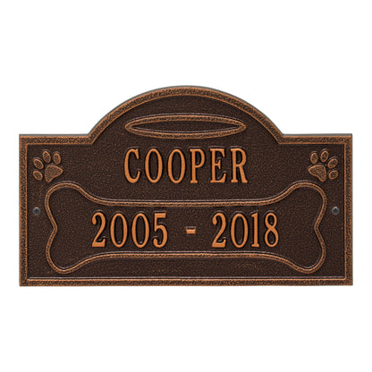 Whitehall Products All Dogs Go To Heaven Pet Memorial Personalized Wall Or Ground Plaque Two Lines Oil Rubbed Bronze