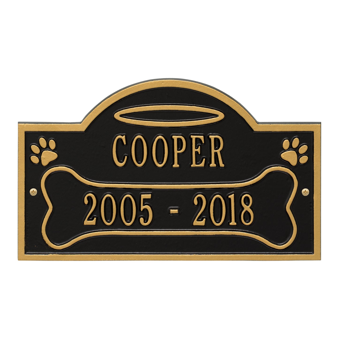 Whitehall Products All Dogs Go To Heaven Pet Memorial Personalized Wall Or Ground Plaque Two Lines Bronze/gold