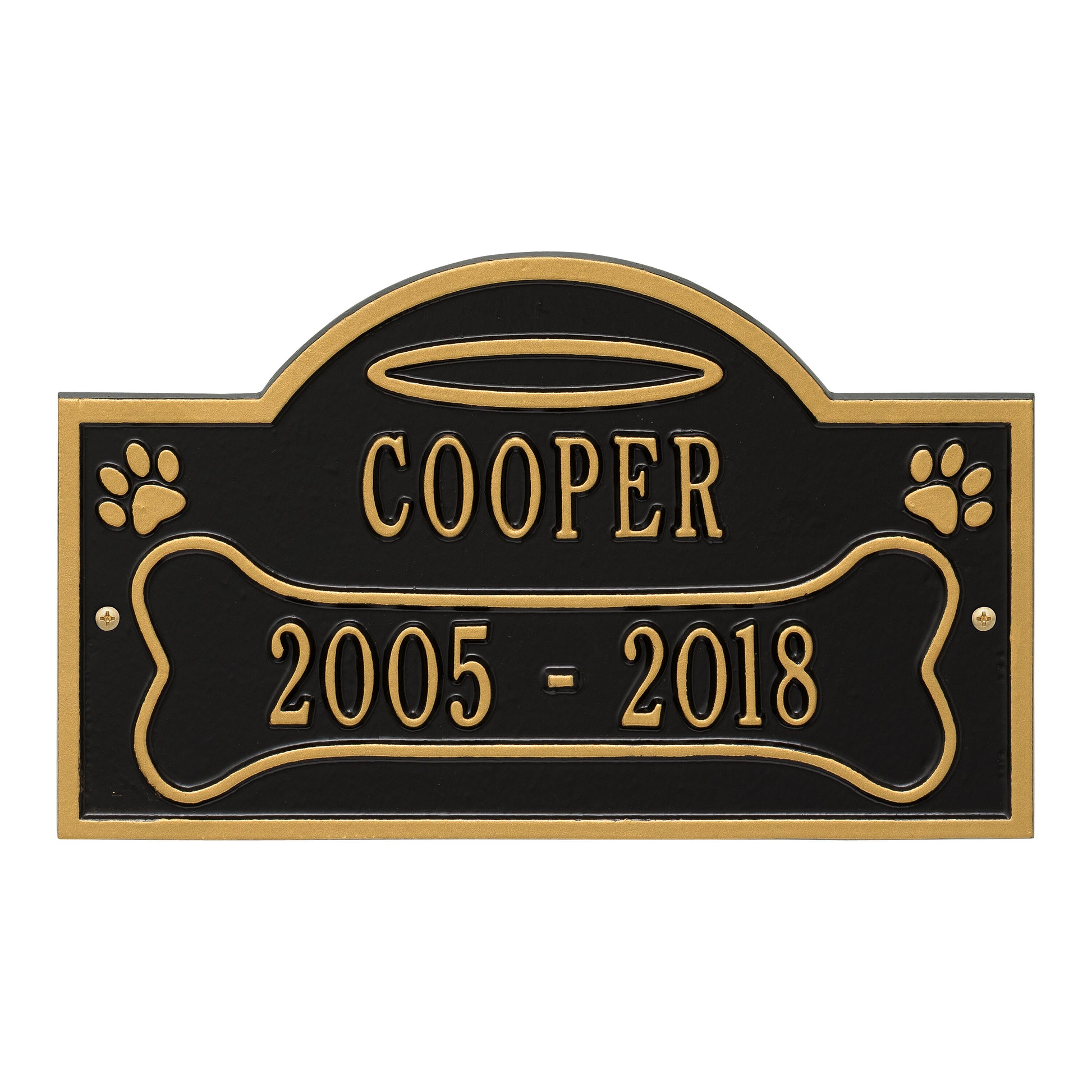 Whitehall Products All Dogs Go To Heaven Pet Memorial Personalized Wall Or Ground Plaque Two Lines Bronze/gold