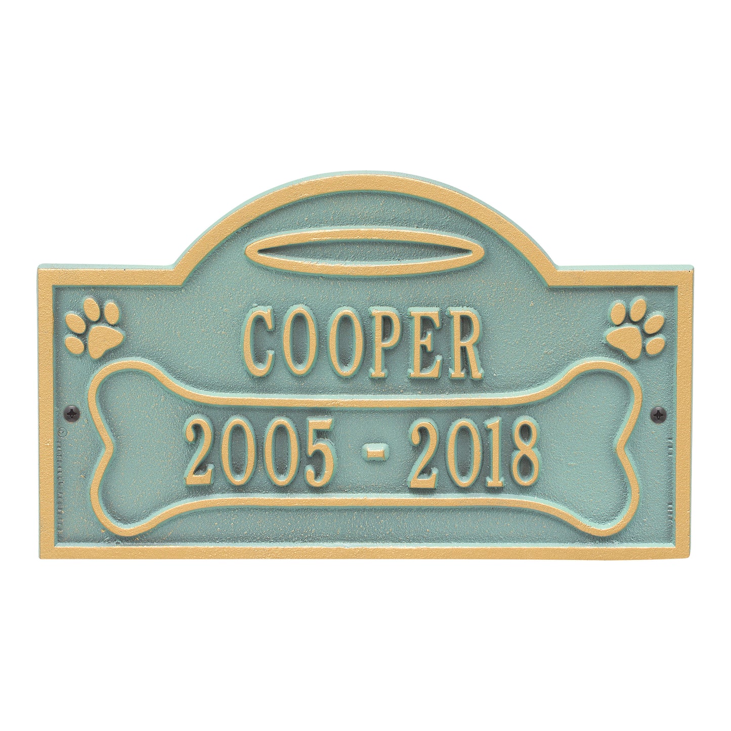 Whitehall Products All Dogs Go To Heaven Pet Memorial Personalized Wall Or Ground Plaque Two Lines White/gold