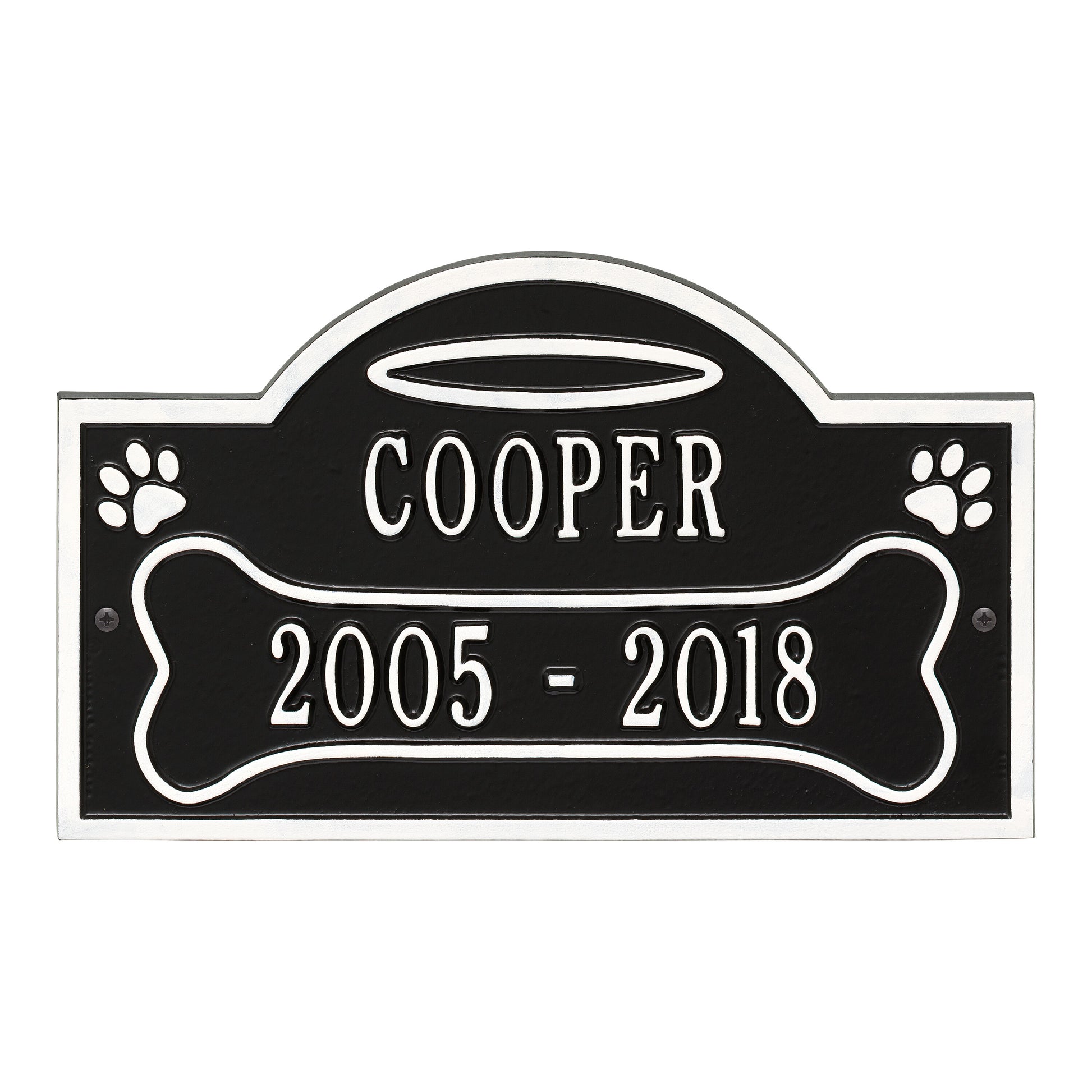Whitehall Products All Dogs Go To Heaven Pet Memorial Personalized Wall Or Ground Plaque Two Lines Weathered Limestone/dark Bronze