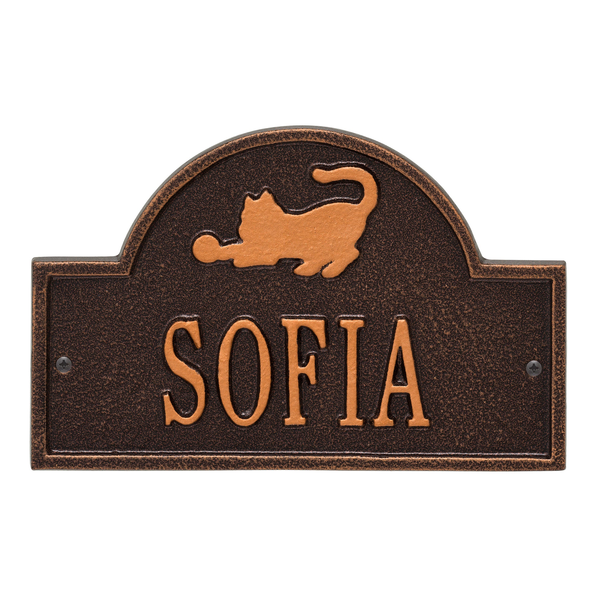 Whitehall Products Cat Arch Mini Personalized Wall Plaque One Line Oil Rubbed Bronze