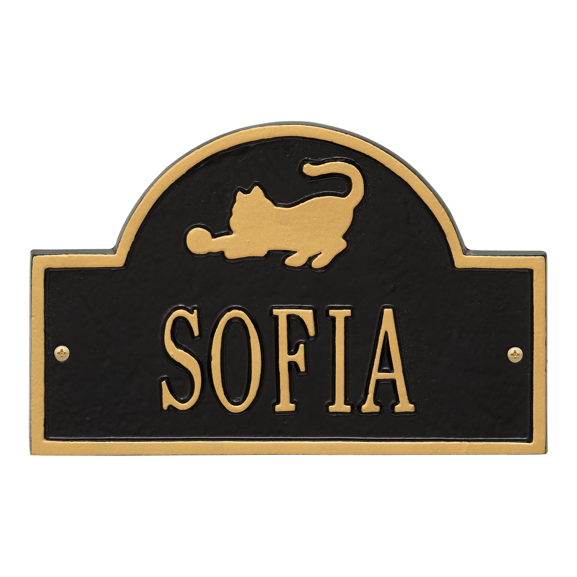 Whitehall Products Cat Arch Mini Personalized Wall Plaque One Line Bronze/gold