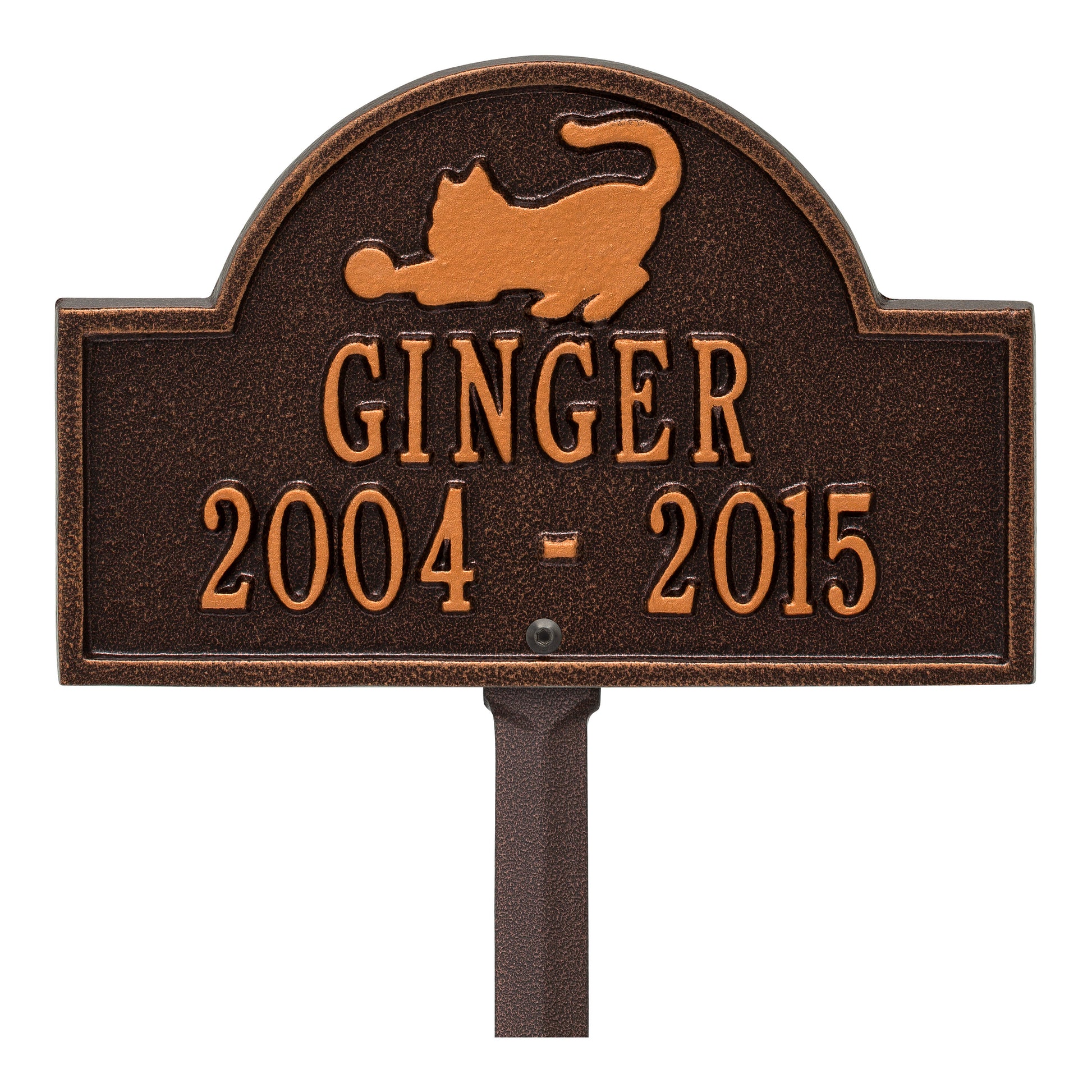 Whitehall Products Cat Arch Mini Personalized Lawn Plaque Two Lines Oil Rubbed Bronze