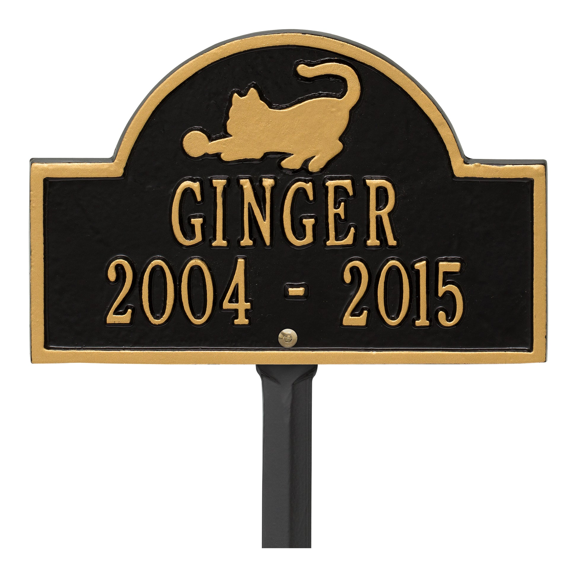 Whitehall Products Cat Arch Mini Personalized Lawn Plaque Two Lines Bronze/gold