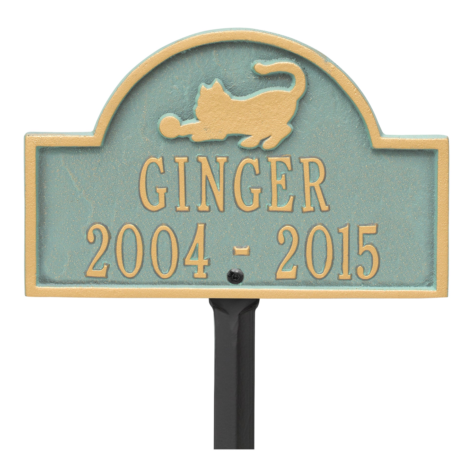 Whitehall Products Cat Arch Mini Personalized Lawn Plaque Two Lines Weathered Limestone/dark Bronze