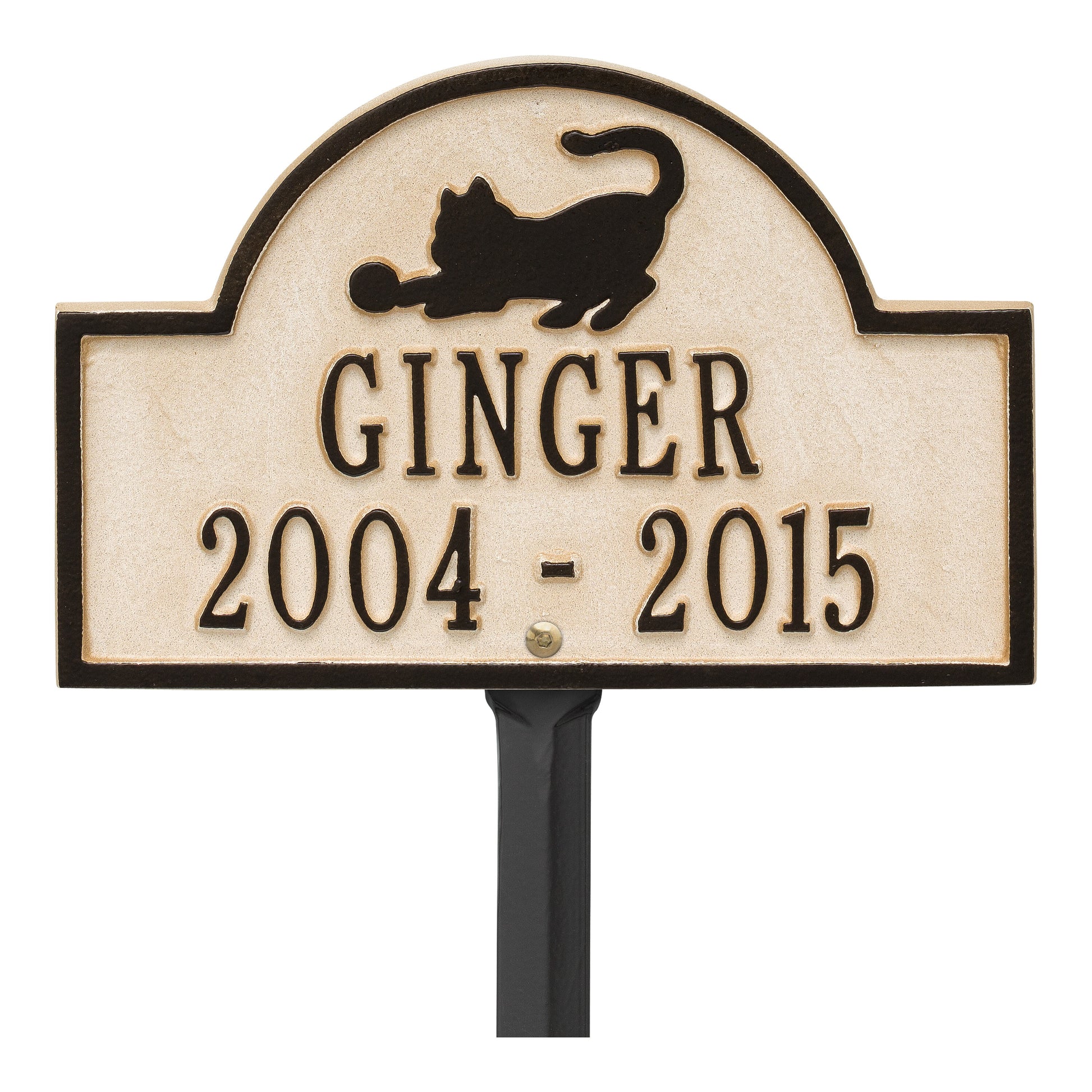 Whitehall Products Cat Arch Mini Personalized Lawn Plaque Two Lines 