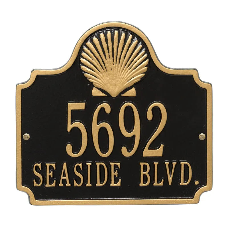 Whitehall Products Personalized Conch Address Plaque Two Lines Blue/gold