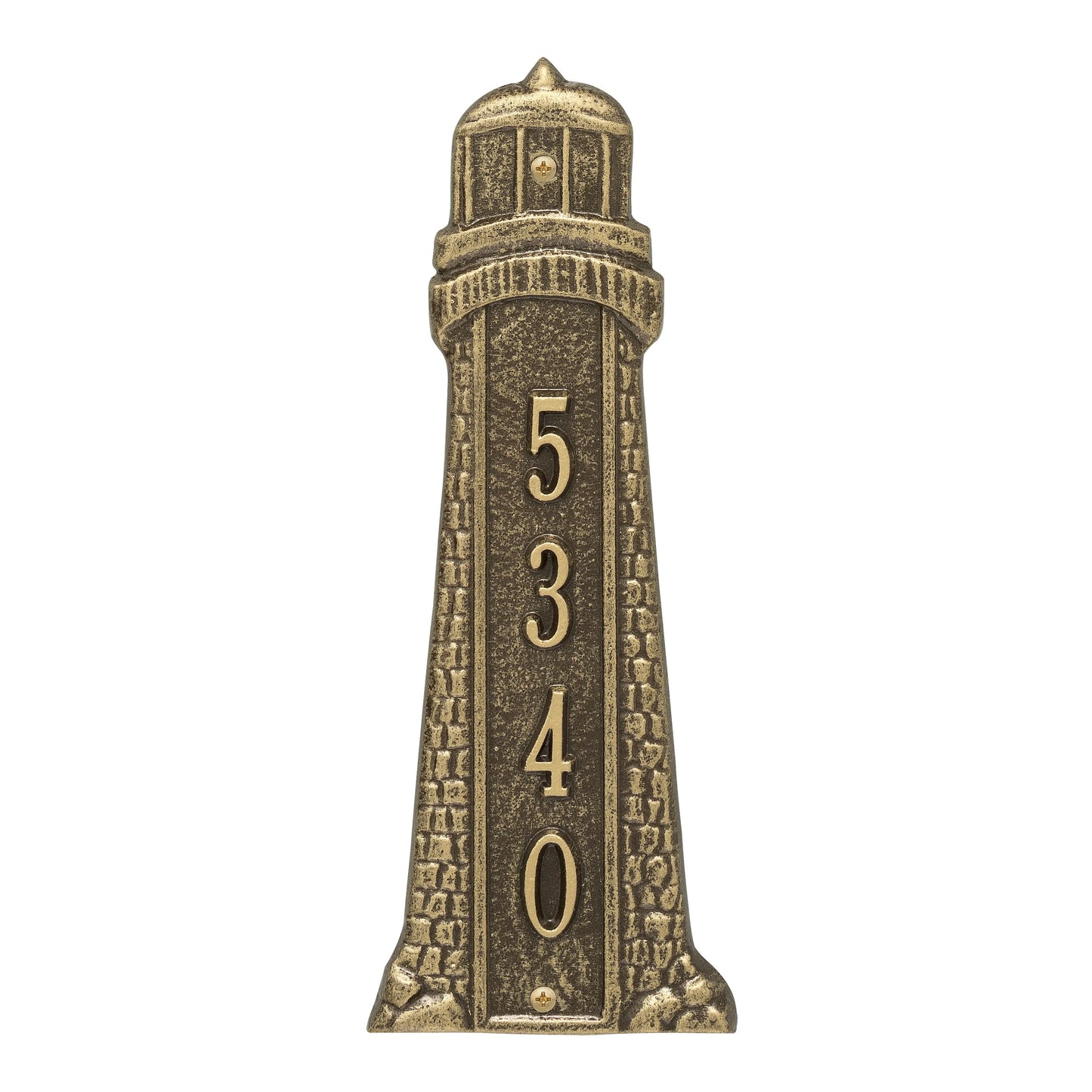 Whitehall Products Personalized Lighthouse Vertical 12 Wall Plaque One Line Black/gold