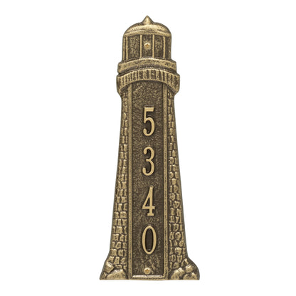 Whitehall Products Personalized Lighthouse Vertical 12 Wall Plaque One Line Black/gold