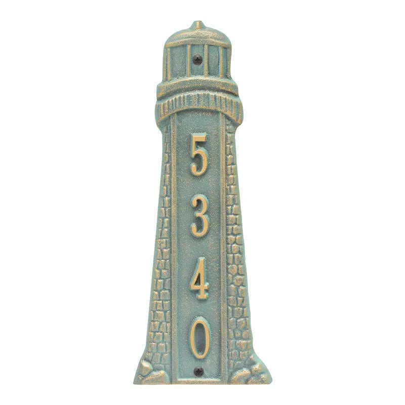 Whitehall Products Personalized Lighthouse Vertical 12 Wall Plaque One Line Blue/gold