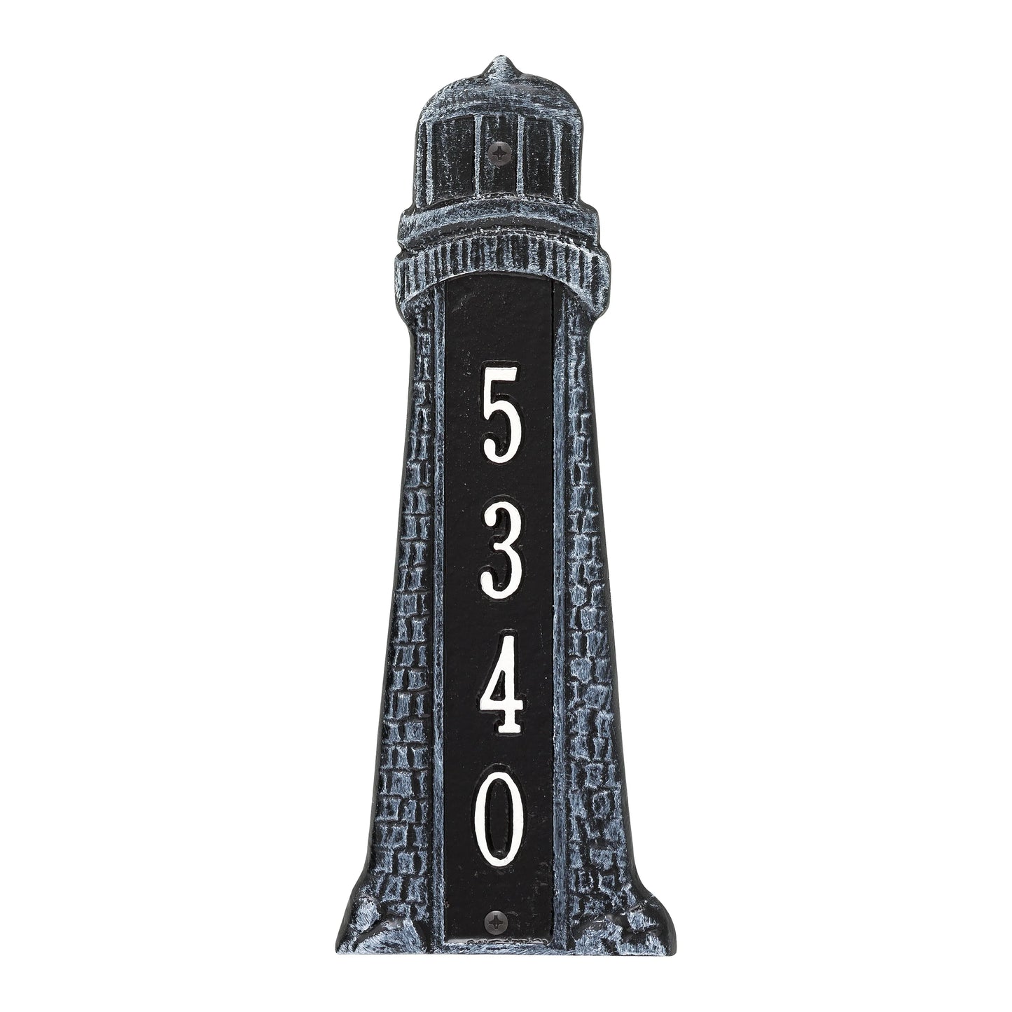 Whitehall Products Personalized Lighthouse Vertical 12 Wall Plaque One Line Blue/silver