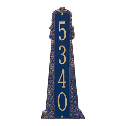 Whitehall Products Personalized Lighthouse Vertical Wall Plaque One Line Blue/silver